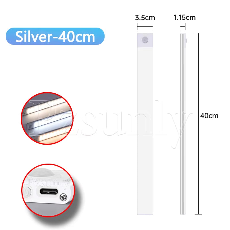 LED Bar Light Motion Sensor USB Rechargeable Led Night Light for Kitchen Wardrobe Cabinet Lighting 30Cm/40Cm/50Cm Cabinet Light
