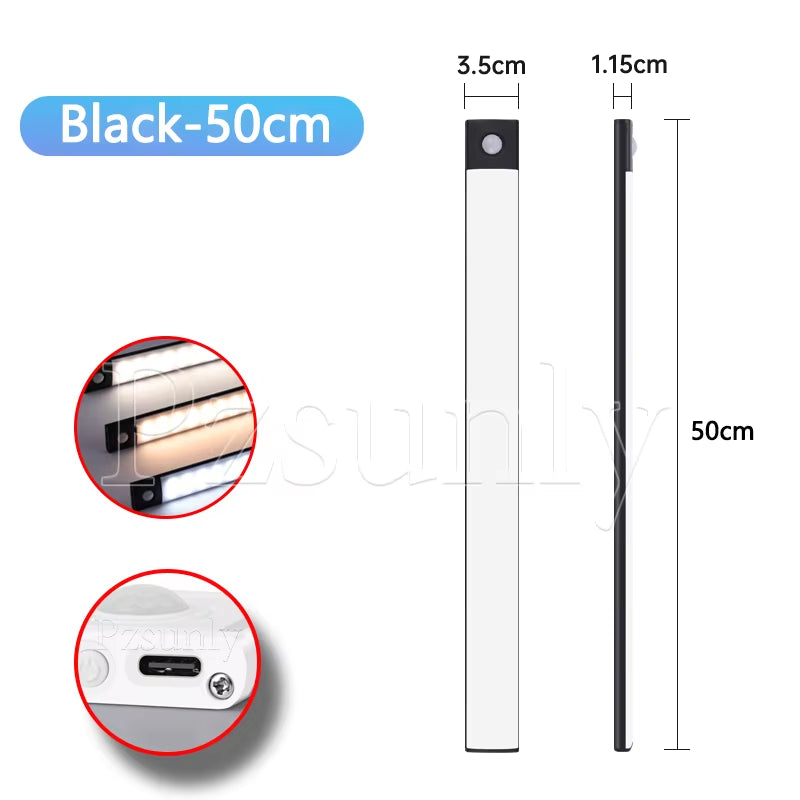 LED Bar Light Motion Sensor USB Rechargeable Led Night Light for Kitchen Wardrobe Cabinet Lighting 30Cm/40Cm/50Cm Cabinet Light
