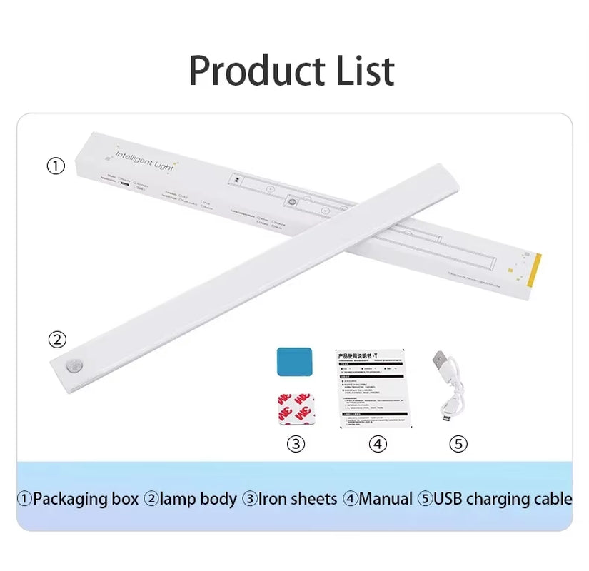 LED Bar Light Motion Sensor USB Rechargeable Led Night Light for Kitchen Wardrobe Cabinet Lighting 30Cm/40Cm/50Cm Cabinet Light