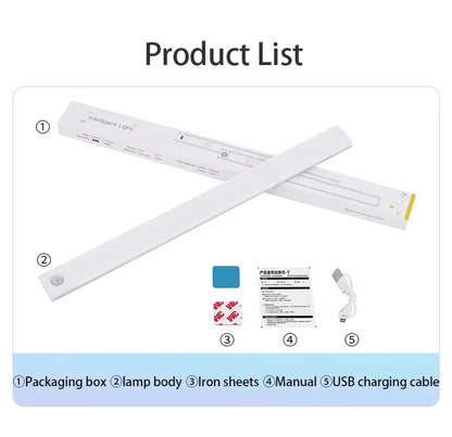 LED Bar Light Motion Sensor USB Rechargeable Led Night Light for Kitchen Wardrobe Cabinet Lighting 30Cm/40Cm/50Cm Cabinet Light